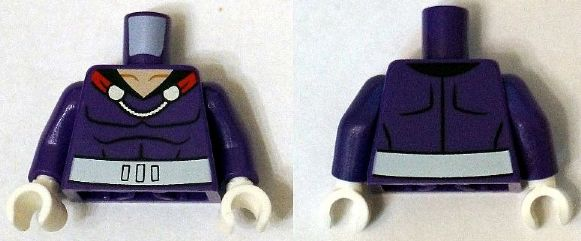 Torso Muscles Outline with Cape Clasps and White Sash Pattern / Dark Purple Arms / White Hands, 973pb1861c01 Dark Purple U