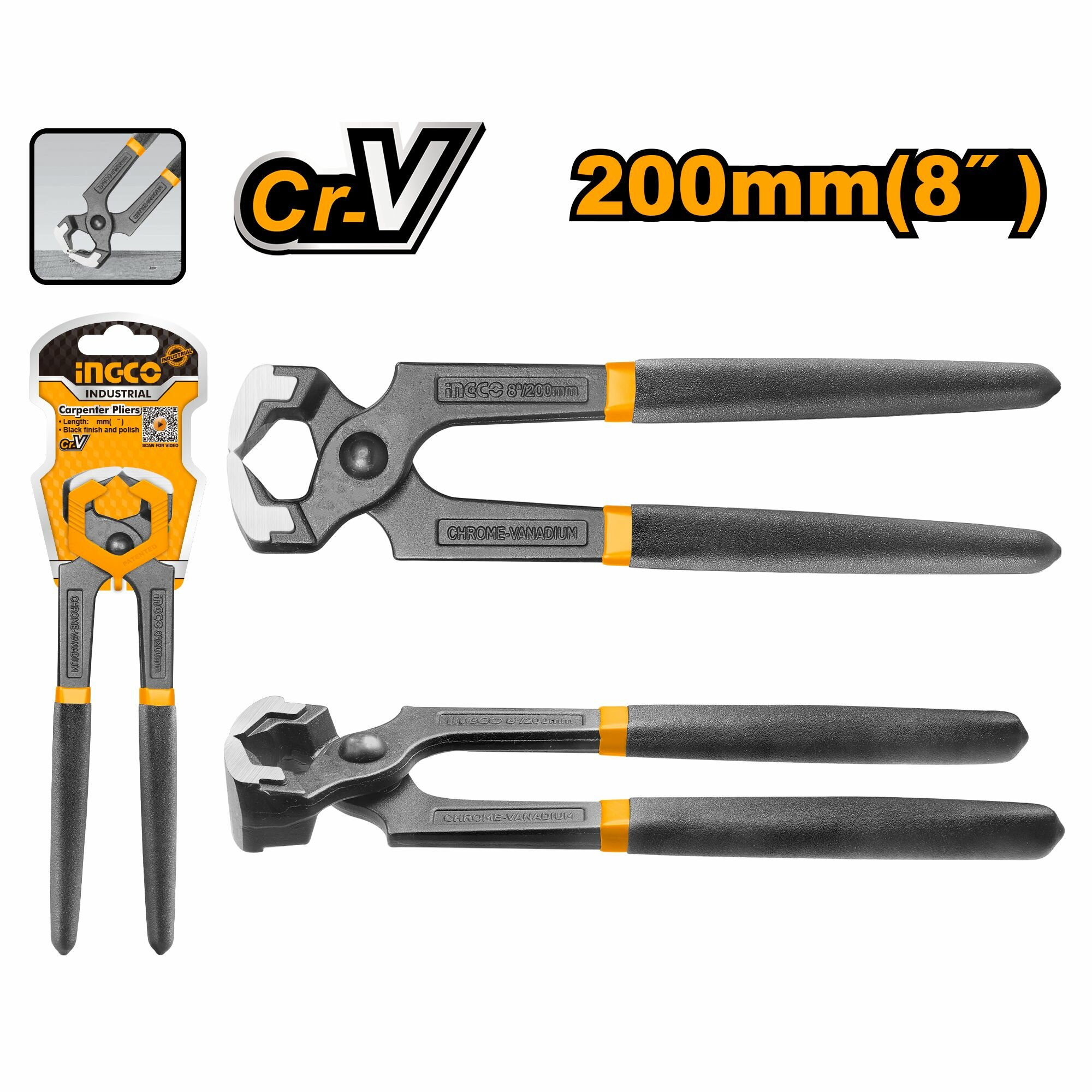 Столярные клещи INGCO 200 мм INDUSTRIAL HCPP02200