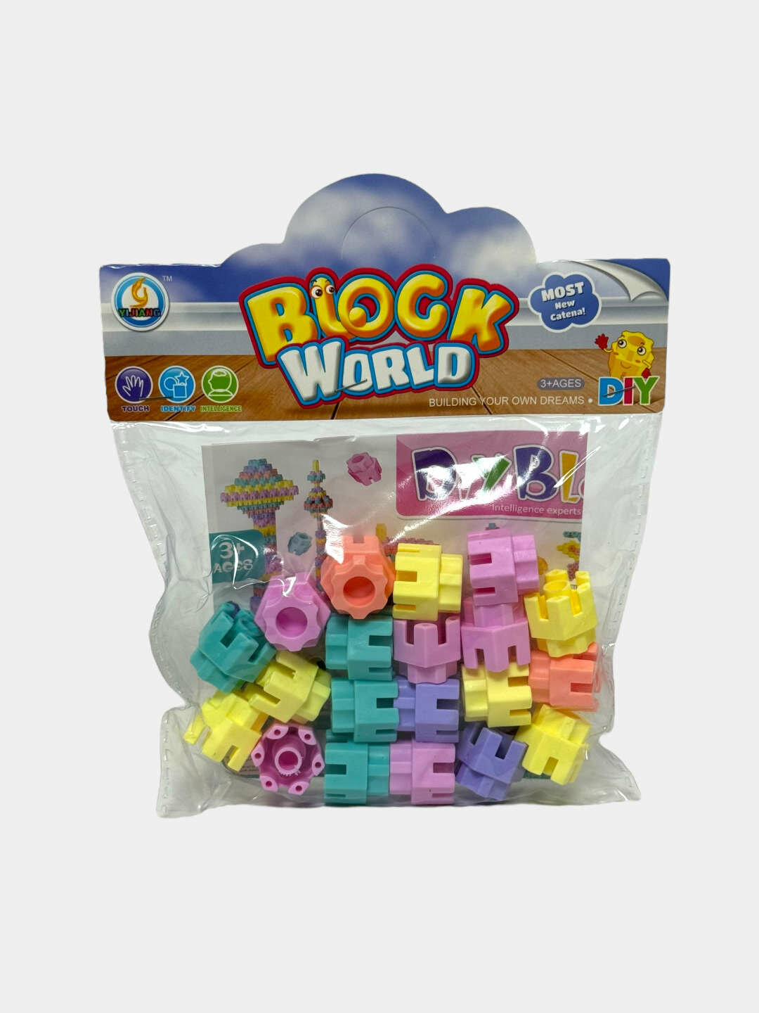 Конструктор в кульке, Пластиковые блоки для творчества, Развитие моторики 3+, Пастельные цвета Код. 03524