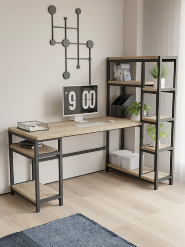 Изображение товара Компьютерный стол Landloft Гордон Loft, угловой, цвет дуб сонома