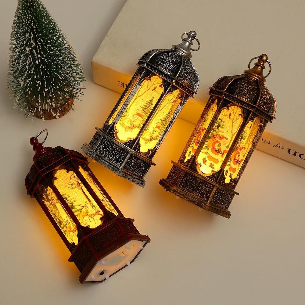 Набор Новогодних фонариков на елку на стол в подарок в наборе 4шт на батарейках Дед Мороз снеговик олени 4 цвета