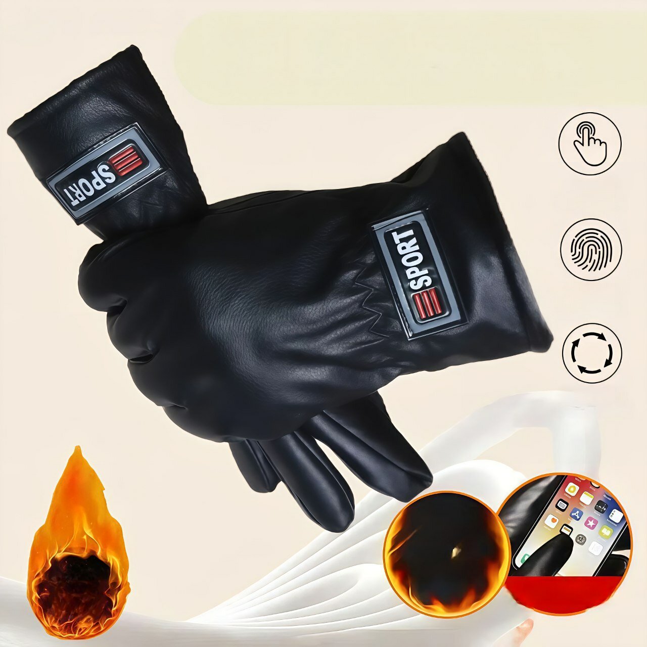 Перчатки  для мальчиков и мужчин, размер 10, 00009 black