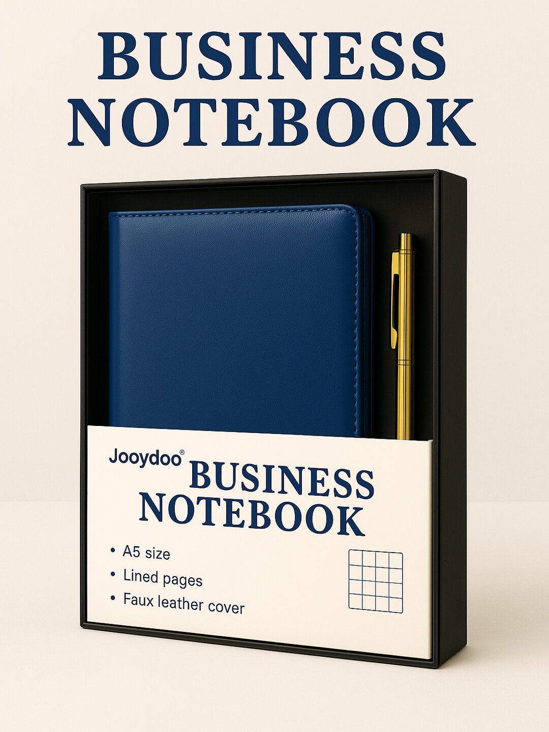 Бизнес блокнот с ручкой — A5, кожаная обложка, подарочный набор. Блокнот