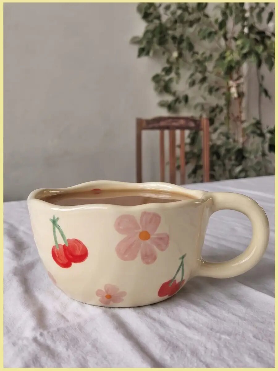 Кружка Тепло в руках, керамическая, для чая и кофе, лаймового цвета, ручная работа