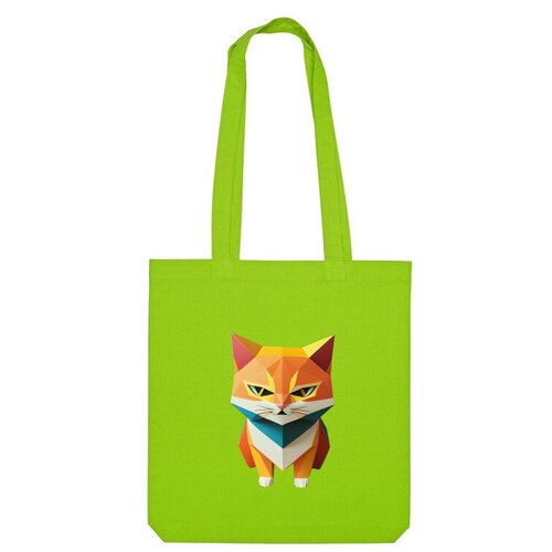 Сумка шоппер Us Basic, зеленый мужская футболка рыжий кот в стиле паперкрафт m желтый