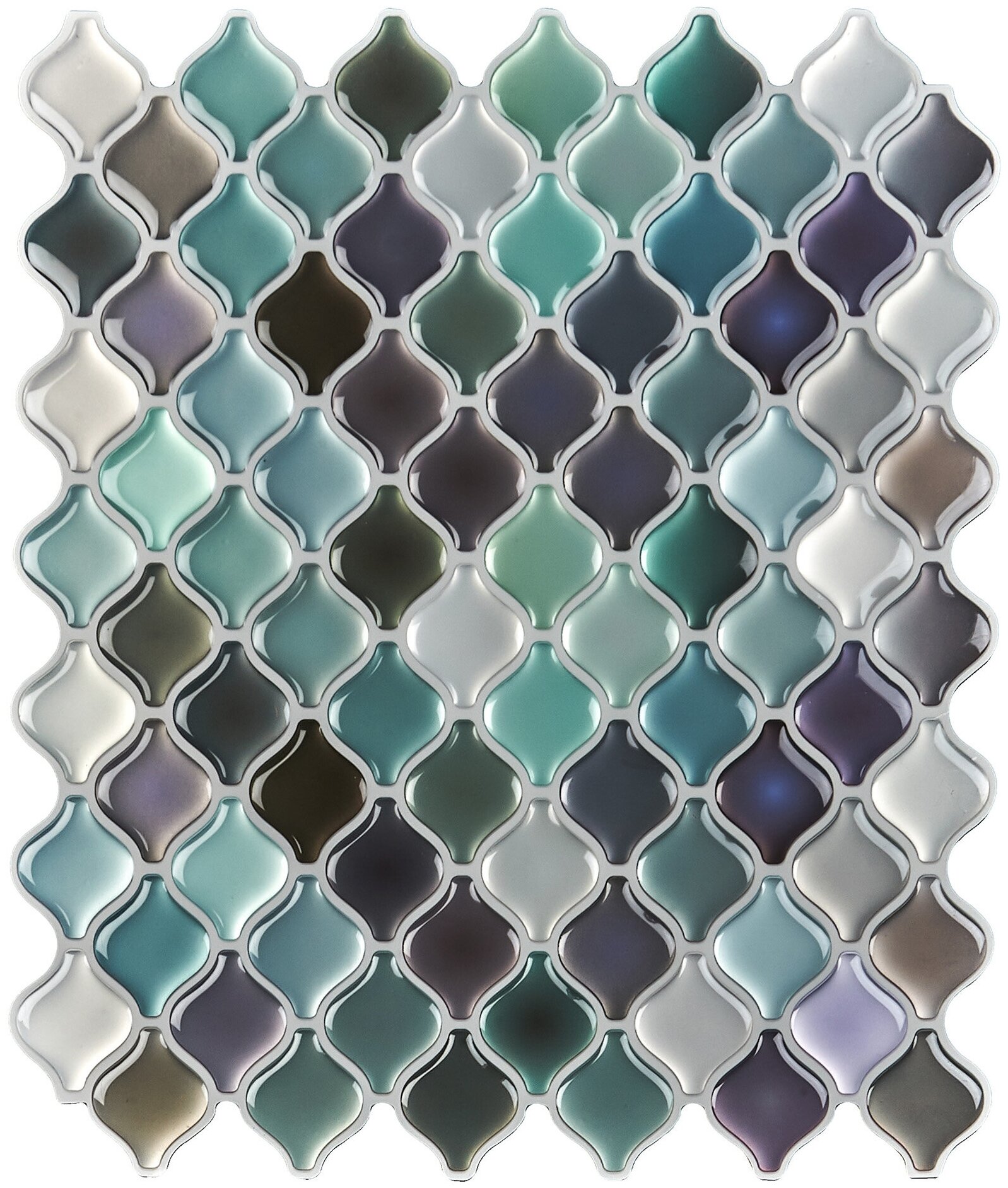 Комплект стеновых ПВХ панелей из полимерной смолы под плитку, 10 шт, Синяя мозаика - фотография № 1