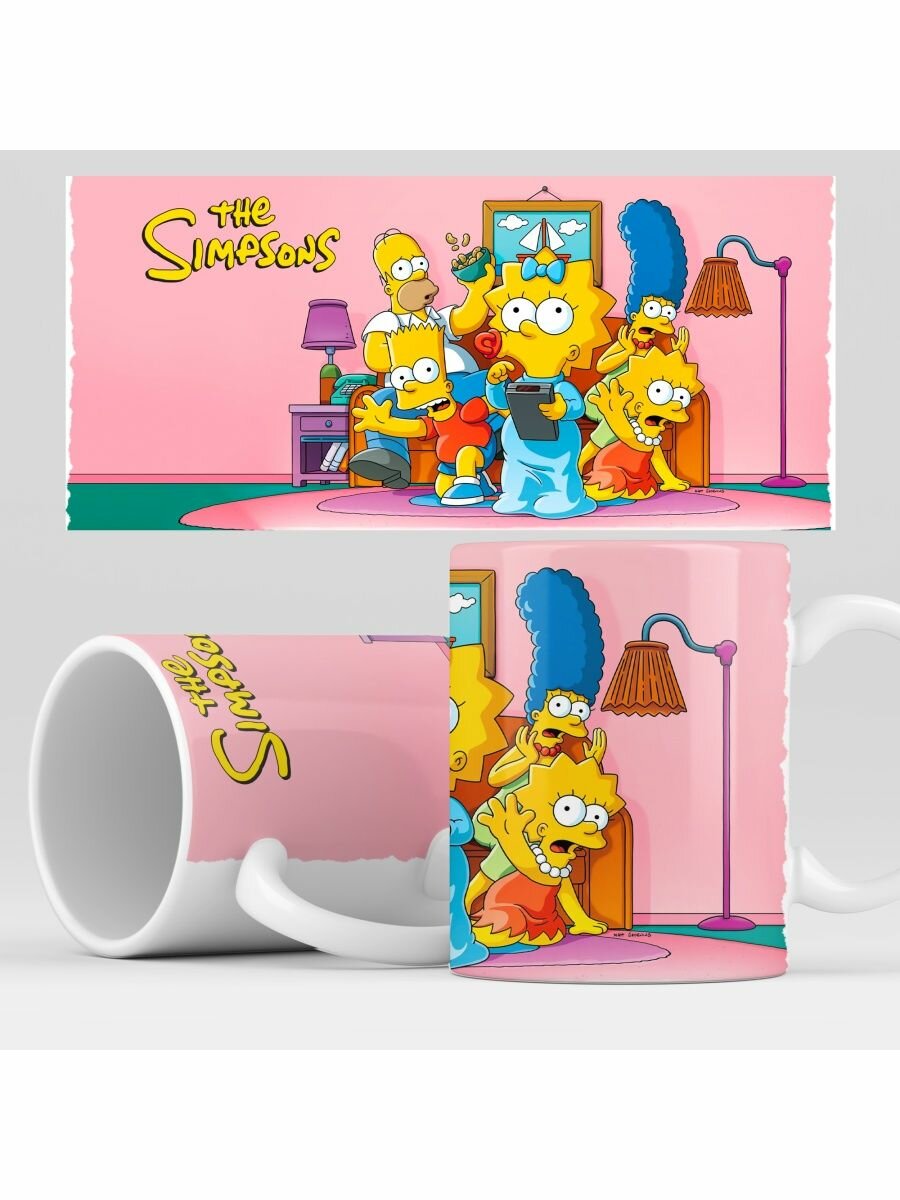 Кружка с принтом мультсериал Симпсоны, Simpsons, Гомер, Барт, Мардж