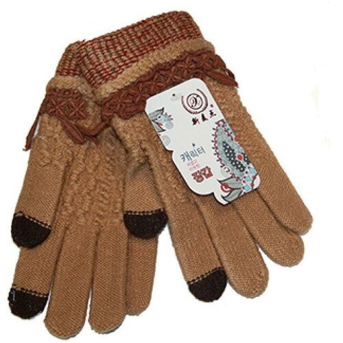 фото Перчатки , размер 8.5, коричневый promise mobile