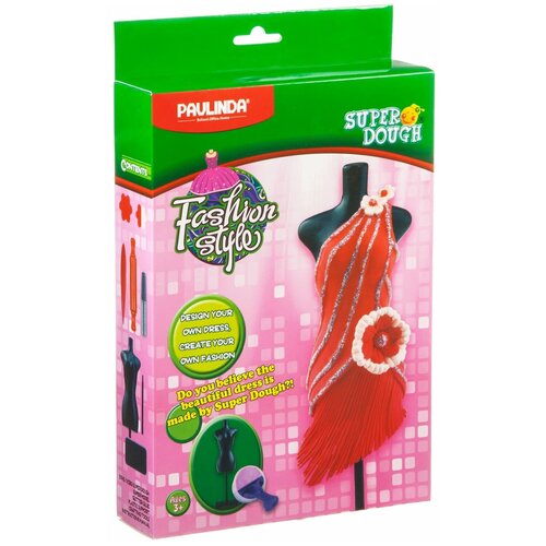 Масса для лепки PAULINDA Fashion style с манекеном, красное платье (Н77999) 2 цв.