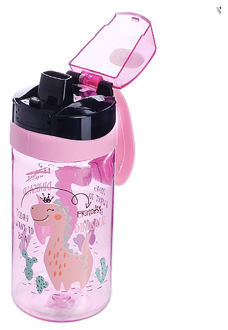 Бутылка для воды 520 мл. детская пластик розовая - фотография № 3
