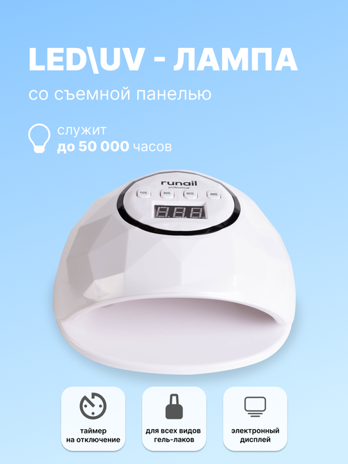 Runail Лампа для сушки ногтей 3431, 72 Вт, LED-UV белый