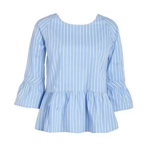 Блуза  More & More, повседневный стиль, укороченный рукав, в полоску, размер 46, голубой