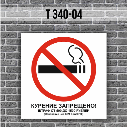 Наклейки безопасности Т340-04 Курение запрещено 3 штуки