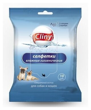 Cliny Салфетки влажные для собак и кошек гигиенические (10шт)