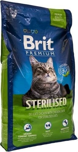 Сухой корм для стерилизованных кошек Brit Premium, с курицей и куриной печенью 8 кг - фотография № 5