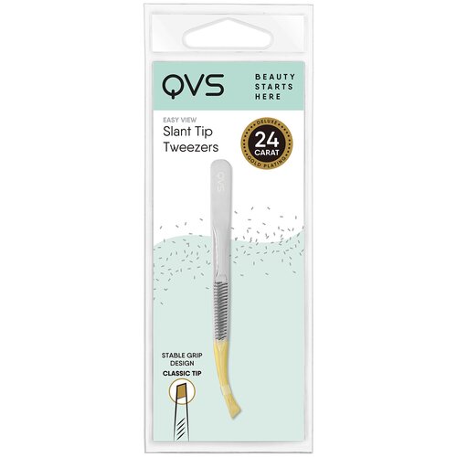 Qvs Пинцет для бровей 82-10-1633, серебристый / золотистый