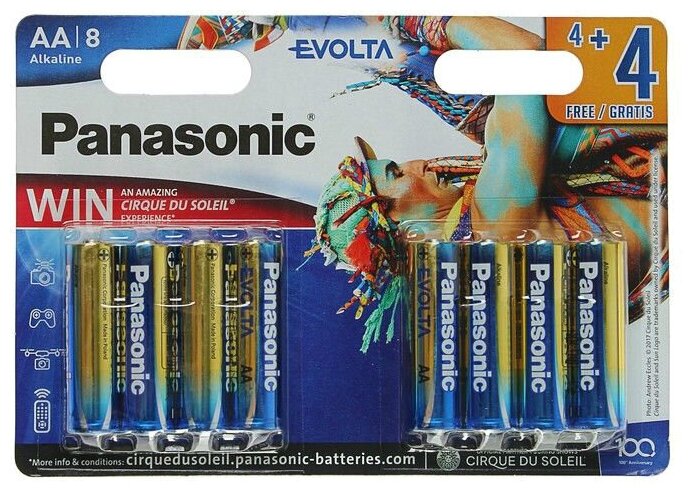 Щелочные батарейки Evolta Panasonic LR6EGE-8B4FPR