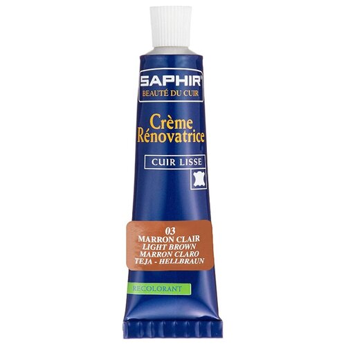 Восстановитель кожи SAPHIR Creme RENOVATRICE sphr0851 для гладкой кожи, цвет светло-коричневый, 25мл.