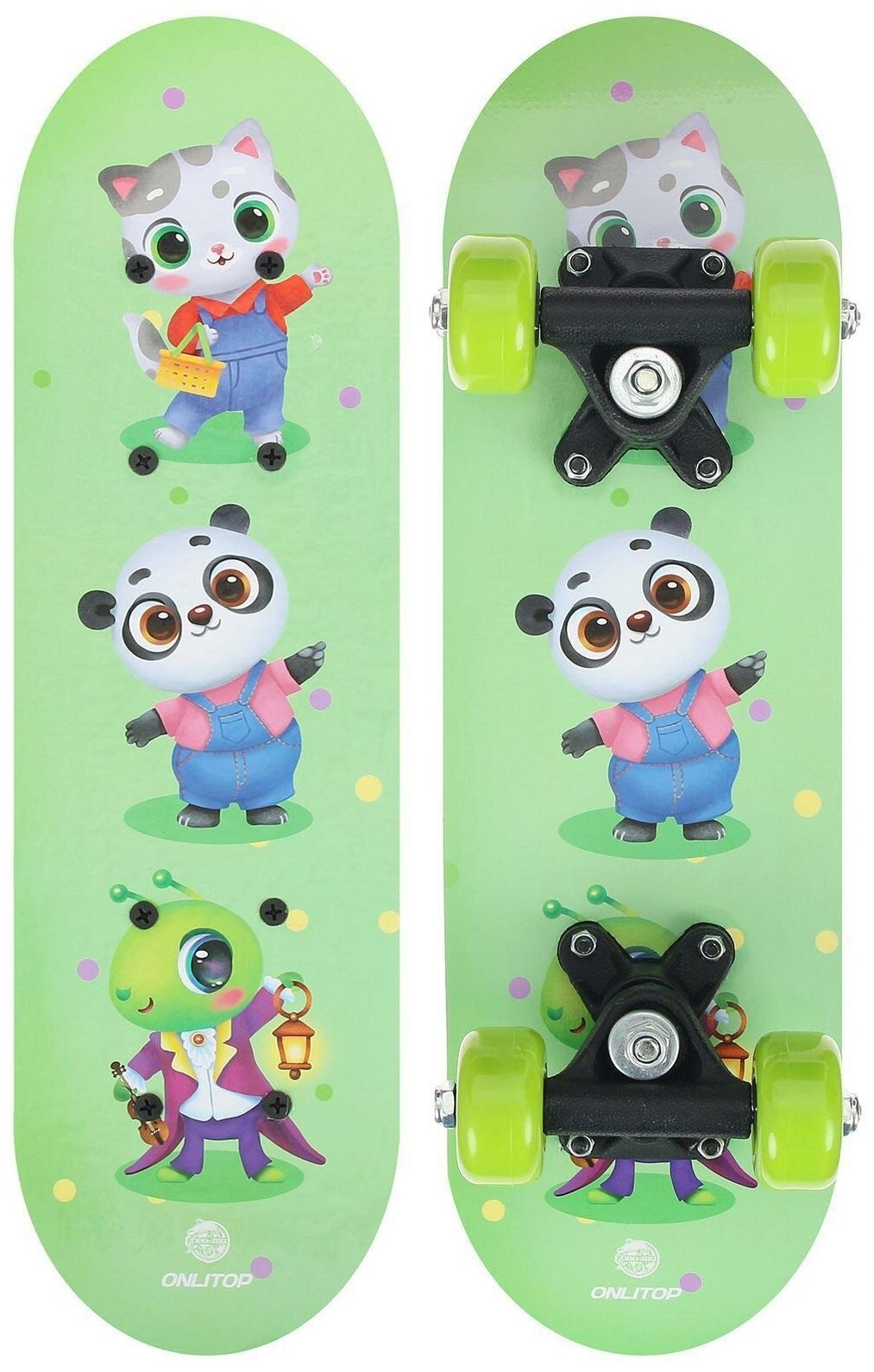 Скейтборд детский «Зверюшки» 44 × 14 см колёса PVC 50 мм пластиковая рама