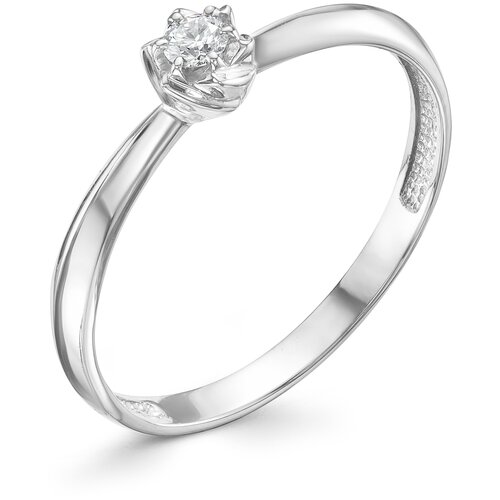 фото Алькор кольцо с 1 бриллиантом из белого золота 12928-200, размер 15.5