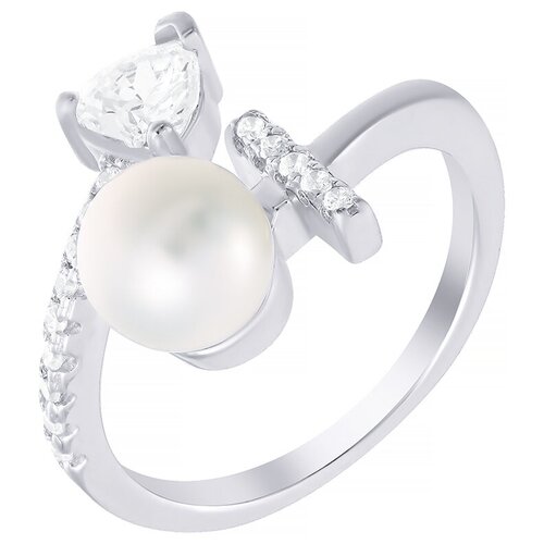 фото Element47 кольцо из серебра 925 пробы с фианитами и культивированным жемчугом ml02841a-ko-wp-001-wg, размер 17.5
