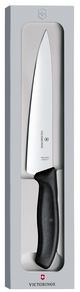 Нож Victorinox Swiss Classic черный, сталь, разделочный, лезвие 220мм, прямая заточка, коробка подарочная (6.8003.22G)