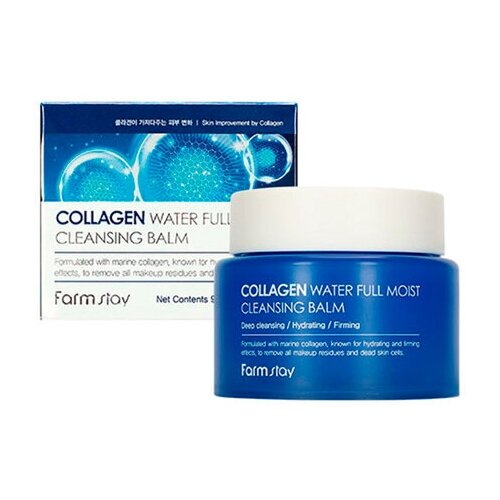 FarmStay, Очищающий гидрофильный бальзам, Collagen Water Full Moist Cleansing Balm, 95мл очищающие увлажняющие салфетки farmstay collagen water full moist cleansing tissue