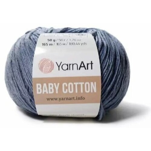 Пряжа YarnArt Baby cotton серо-голубой (453), 50%хлопок/50%акрил, 165м, 50г, 2шт
