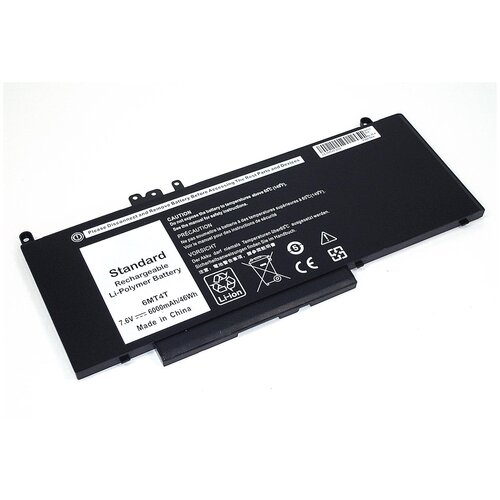 фото Аккумуляторная батарея для ноутбука dell latitude 14-e5470 7.6v 6000mah черная oem