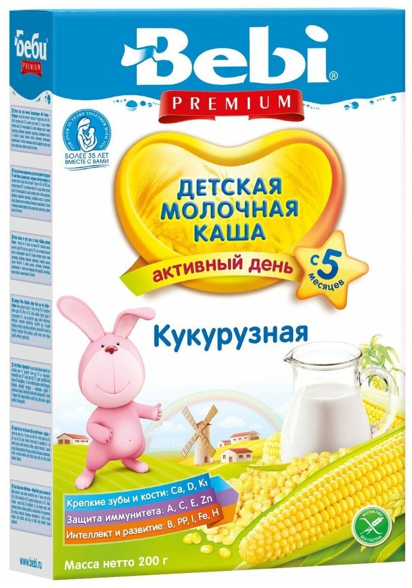 BEBI PREMIUM Каша Кукурузная с Молоком {с 5 мес.} 200г