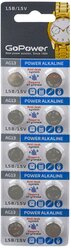 Батарейка GoPower G13/LR1154/LR44/357A/A76 BL10 Alkaline 1.5V (10/100/3600) блистер (10 шт.) Батарейка GoPower G13/LR1154/LR44/357A/A76 (00-00017858)