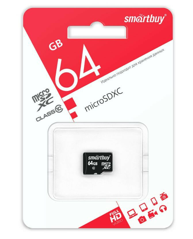 Карта памяти (SMARTBUY (SB64GBSDCL10-00LE) MicroSDXC 64GB Class10 LE)