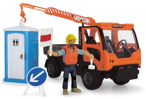 Автокран Dickie Toys Playlife Санитарный сервис (3835005) 1:24, 21.5 см, оранжевый/серый/голубой