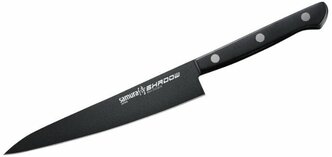 Нож кухонный "Samura SHADOW" универсальный с покрытием BLACK FUSO 150 мм SH-0023/K