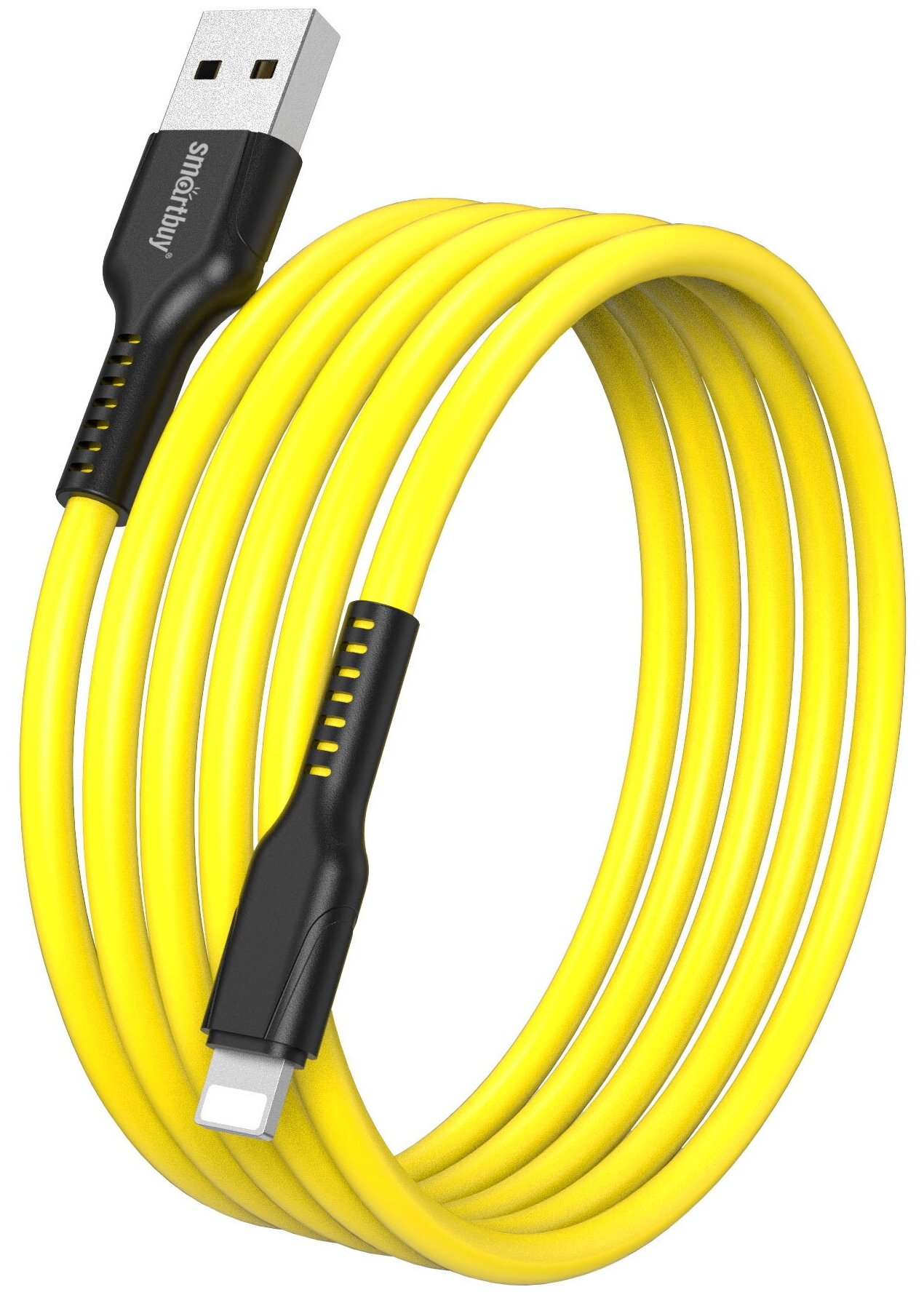 фото Кабель для зарядки и передачи данных S21 Lightning желтый, 2.4 А, сил, 1 м, Smartbuy (iK-512-S21by)