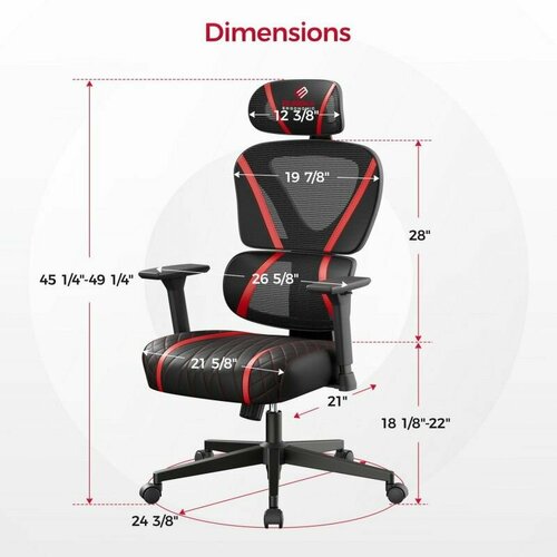 фото Эргономичное компьютерное кресло (для геймеров) eureka norn, красный eureka ergonomic