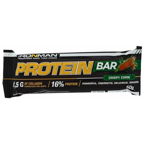 Шоколад IRONMAN Protein Bar, 50 г, кукуруза протеиновый батончик forsio со вкусом клубники и добавлением коллагена 40 г мультицвет