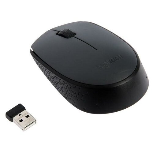 Мышь Logitech M170, беспроводная, оптическая, 1000 dpi, 2.4 ГГц, 1 x AA, USB, серая logitech m170 2 4ghz wireless mouse 1000 dpi with nano receiver for pc computer peripheral