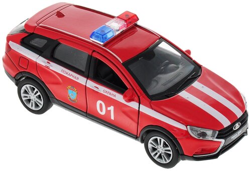 Легковой автомобиль Welly Lada Westa SW Cross Пожарная охрана (43763FS) 1:34, 10 см, красный