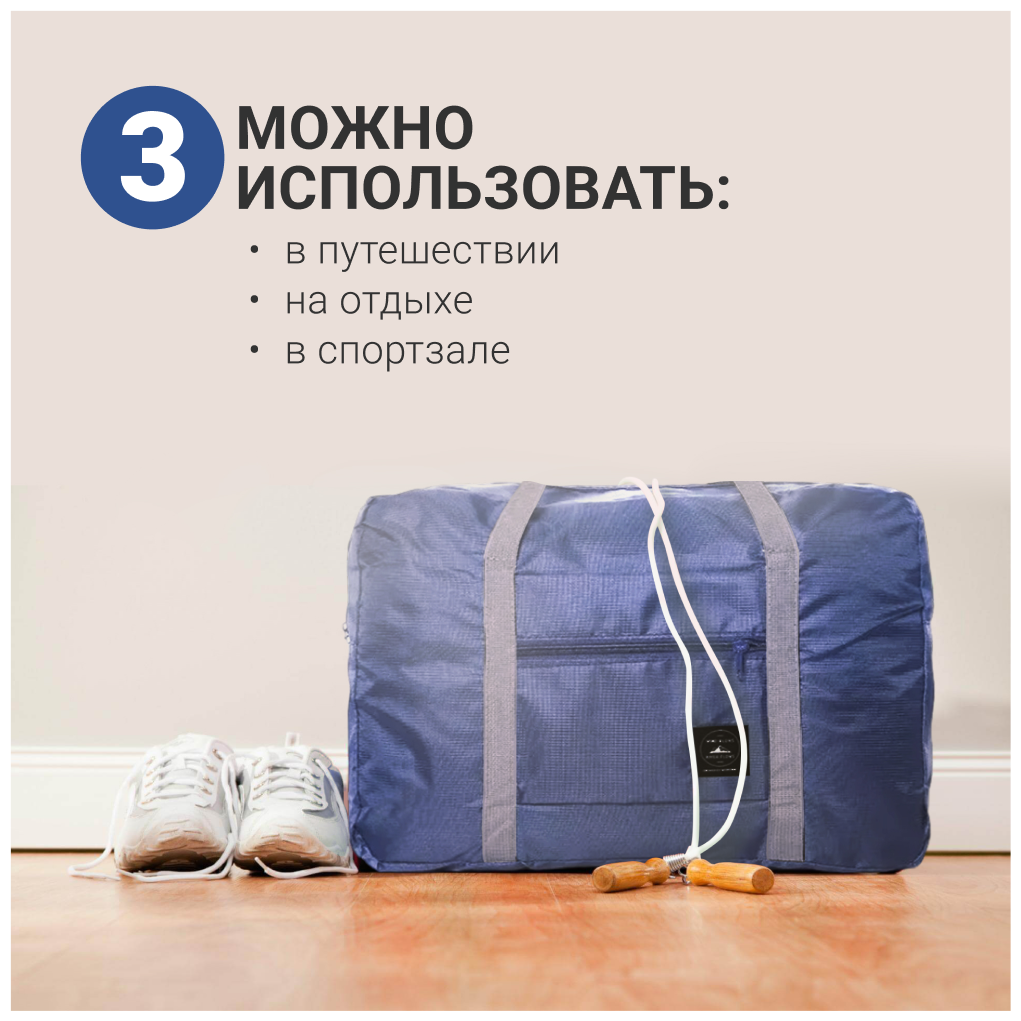 Складная дорожная сумка, сумка трансформер на чемодан, хозяйственная сумка для тренировок Homium Travel Comfort, синяя - фотография № 5