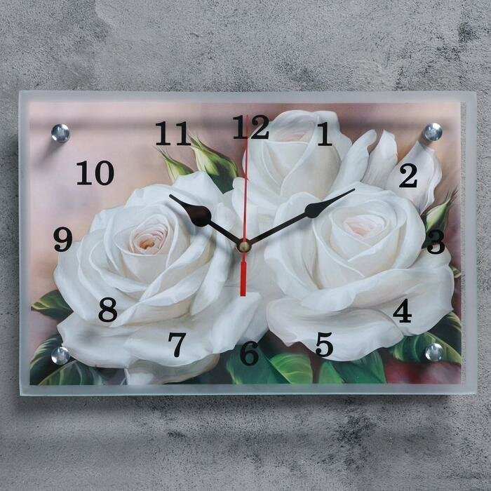 Часы настенные, серия Цветы, "Розы", 20х30 см
