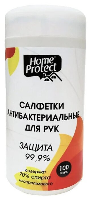 Влажные салфетки Home Protect антибактериальные в тубе 100 шт