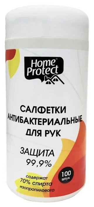 Влажные салфетки Home Protect антибактериальные в тубе, 100 шт