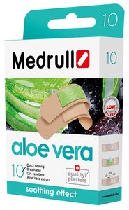 Medrull Aloe Vera пластыри водоотталкивающие на полимерной основе для чувствительной кожи, 10 шт