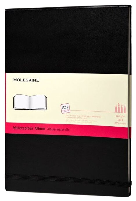 Скетчбук для акварели Moleskine Classic Watercolour Notebook  14.8 х 10.5 см (A6), 200 г/м², 30 л. черный