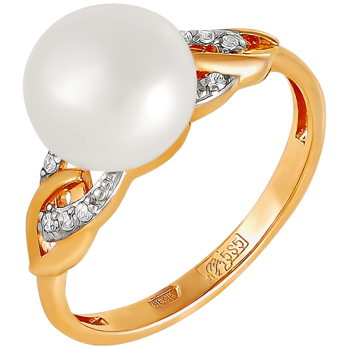 фото Примаэксклюзив кольцо с жемчугом и фианитами из красного золота 190-1-708р, размер 17.5