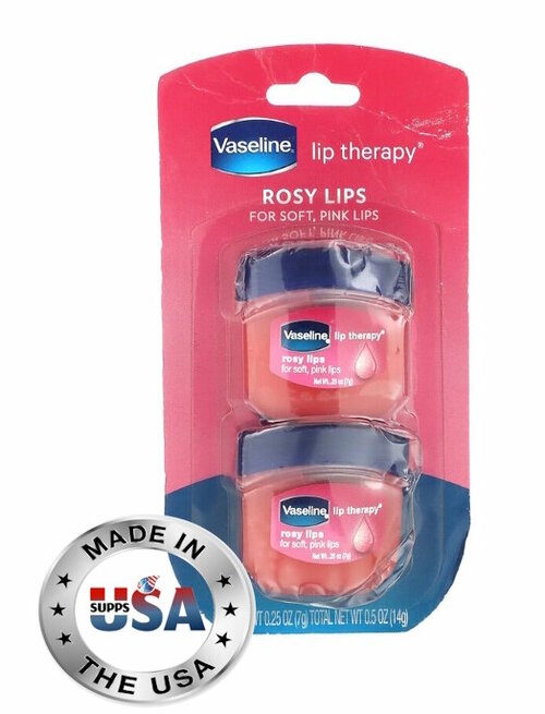 Vaseline, Lip Therapy, бальзам для губ розовые губы, 2 упаковки по 7 г