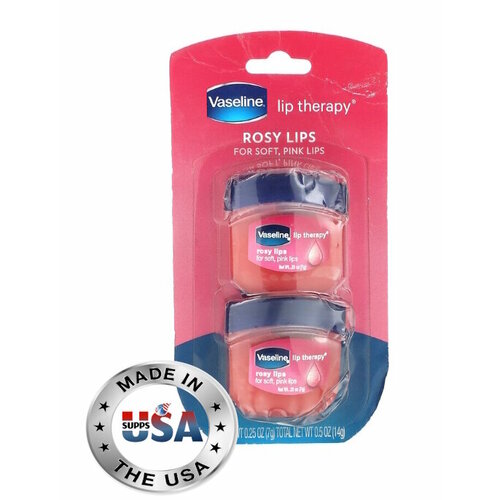 Vaseline, Lip Therapy, бальзам для губ розовые губы, 2 упаковки по 7 г