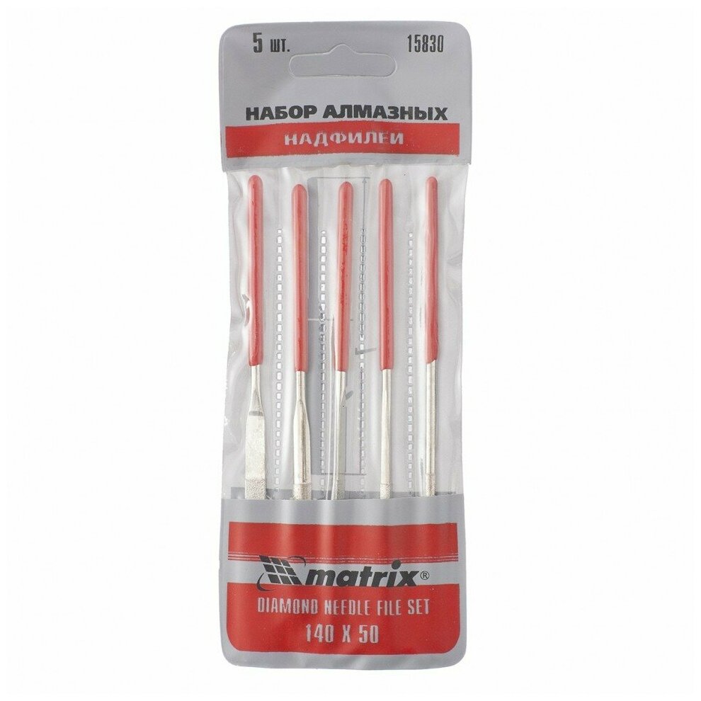 фото Набор надфилей алмазных, 140 х 50 х 3 мм, 5 шт Matrix