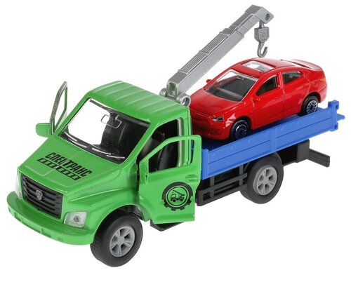 Набор машин ТЕХНОПАРК ГАЗ Газон Next + Hyundai Solaris (SB-18-23-G+HS(R)-WB), 14.5 см, зеленый/синий/красный